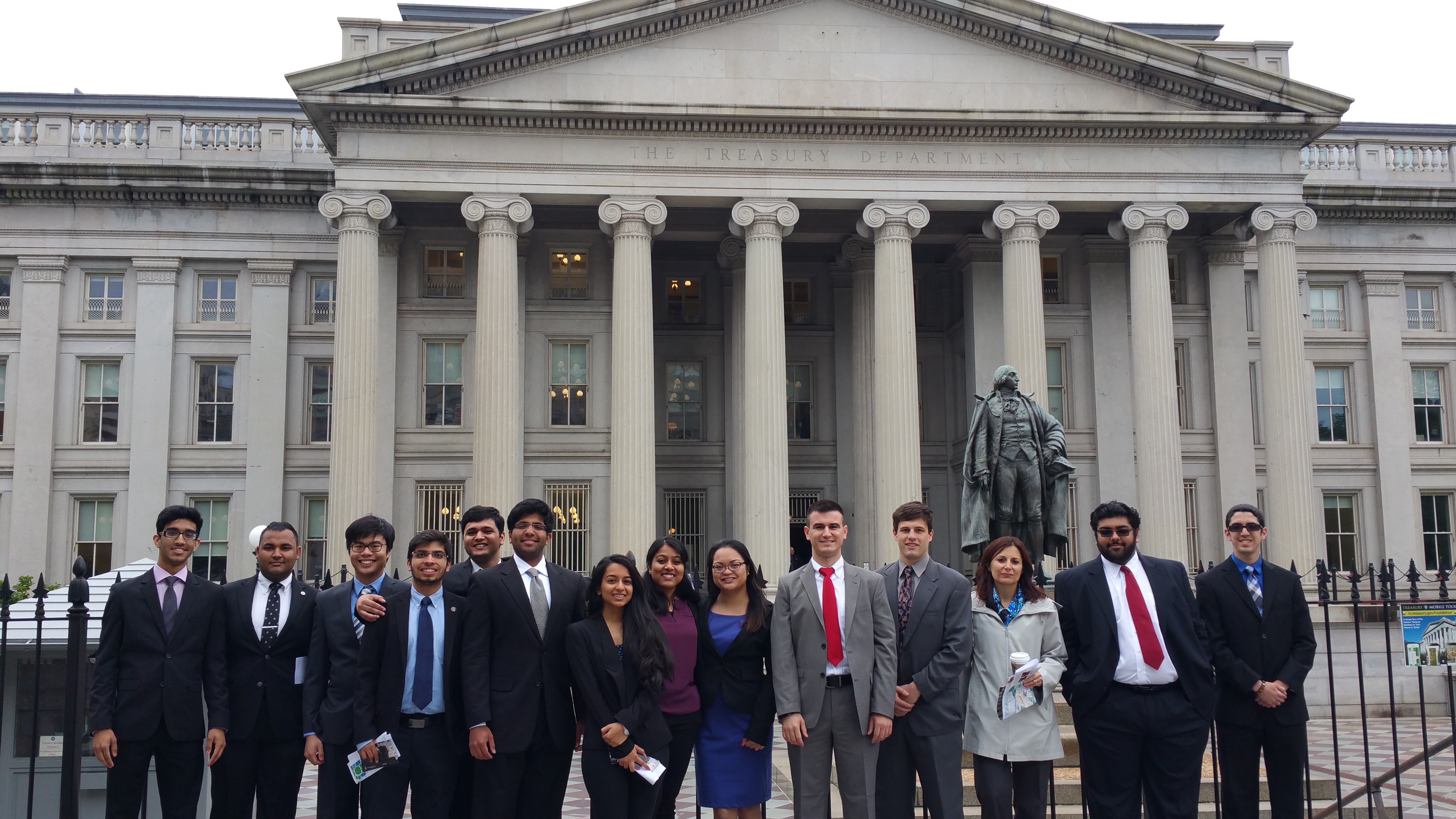 2016 Washington DC Study Tour group in front of US Treasury
