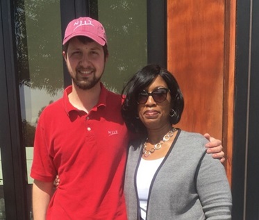 Michael Anderson (Honors Class 2013) with Lois Chipepo, Assistant Dean of Enrollment, in sunny California. 