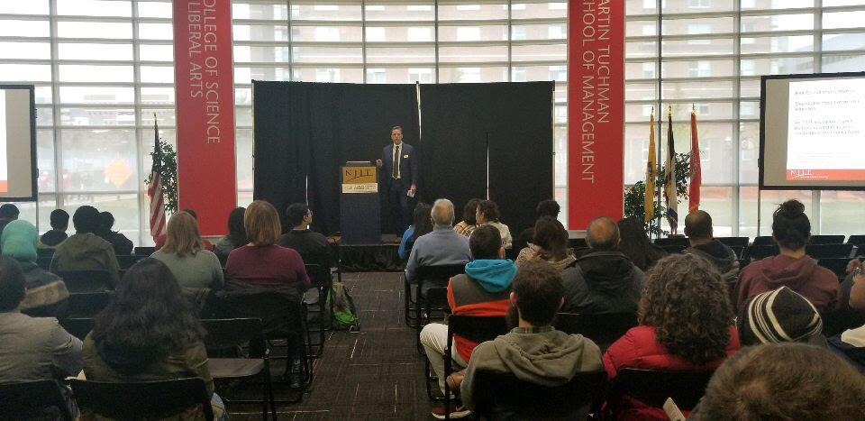 Dean Hamilton addressing parents and students at the Fall Open House, October 21, 2018